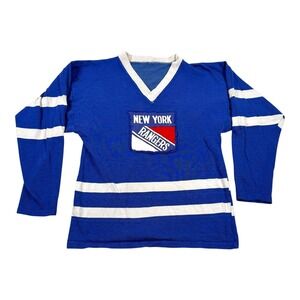 Vintage 70's New York Rangers Hockey Jersey Youth Medium Blue White NHL Hockey